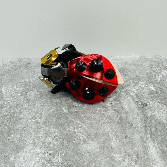 Miu Miu Jewelry - MIU MIU Lady Bug Red & Black Rhinestone Crystal Leather Pin & Brooch